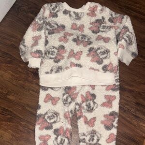 Cozy Minnie Mouse Print Sherpa Sweater and Pants Set Sz24months